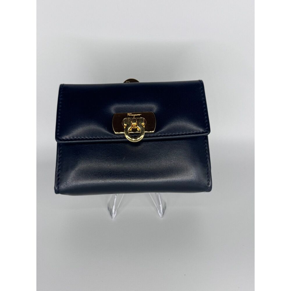 Vintage Salvatore Ferragamo Leather Coin Purse – Black/Gold